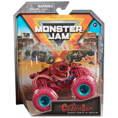 Monster Jam Octon8er 1:64 die-cast truck close-up, authentic scale detail for collectors.