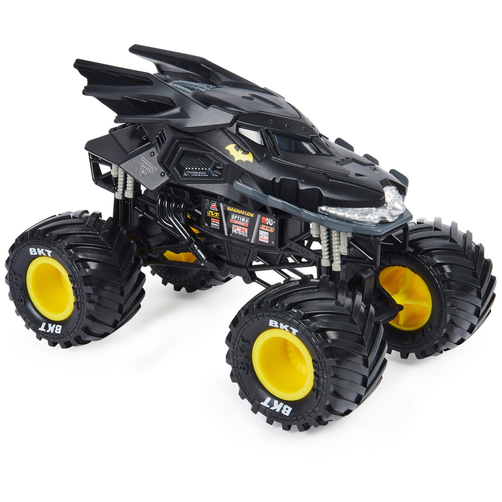 Monster Jam Batman 1:24 truck side view with authentic visuals for collectors and racers.