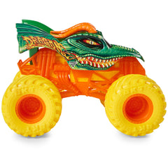 Monster Jam tires and rims detail enhances display realism.