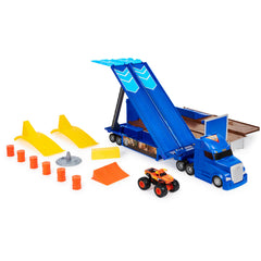 Ramps enable exciting side-by-side racing action.