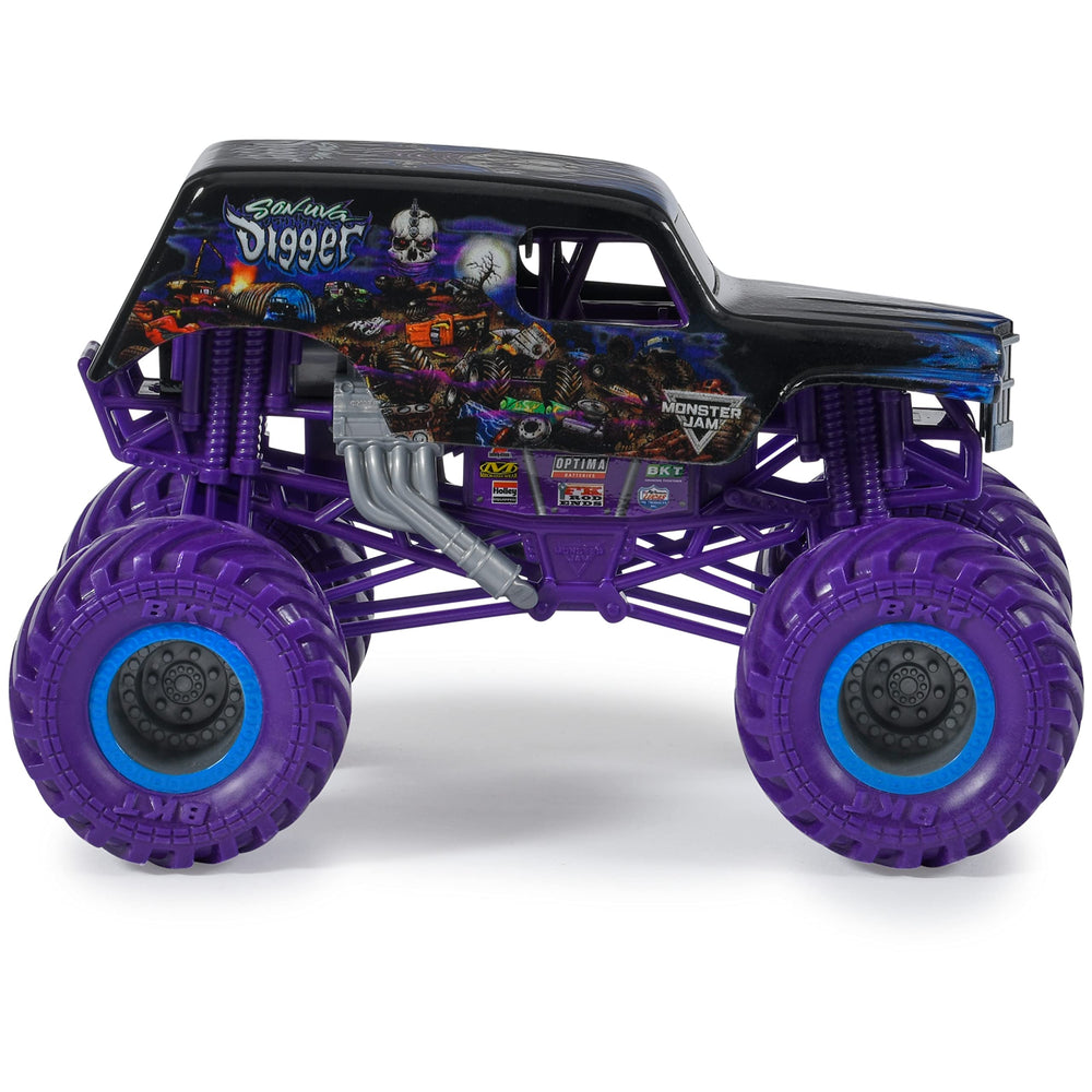 Monster Jam Son-uva Digger 1:24 graphics detail highlights official branding and color