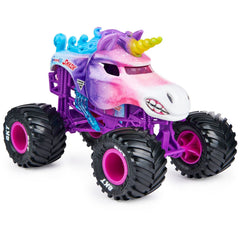 Monster Jam Sparkle Smash front view highlights bold branding and dynamic presence.
