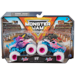Monster Jam Sparkle Smash Grave Digger vs Avenger, action-ready playset