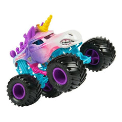 Monster Jam Sparkle Smash side view highlights rugged BKT tires for stunt-ready play