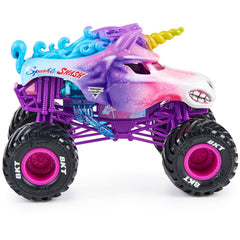 Monster Jam Sparkle Smash tires and tread detail ready for action play.