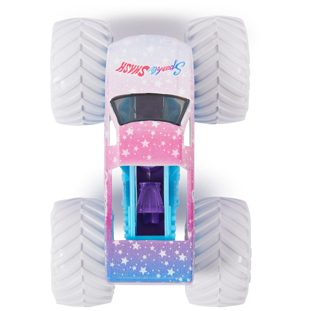 Monster Jam Sparkle Smash Zombie side-angle, eye-catching graphics for display