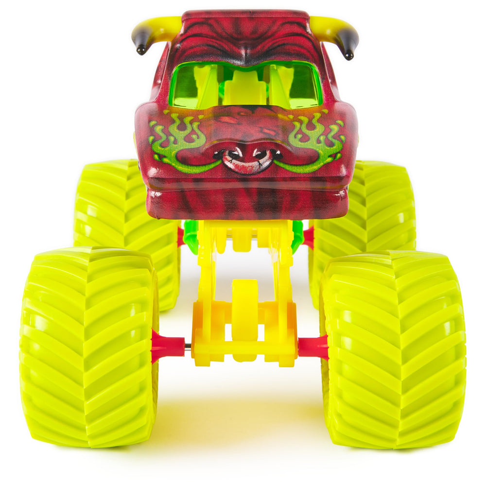 Monster Jam working suspension system enhances realistic action during play and display.