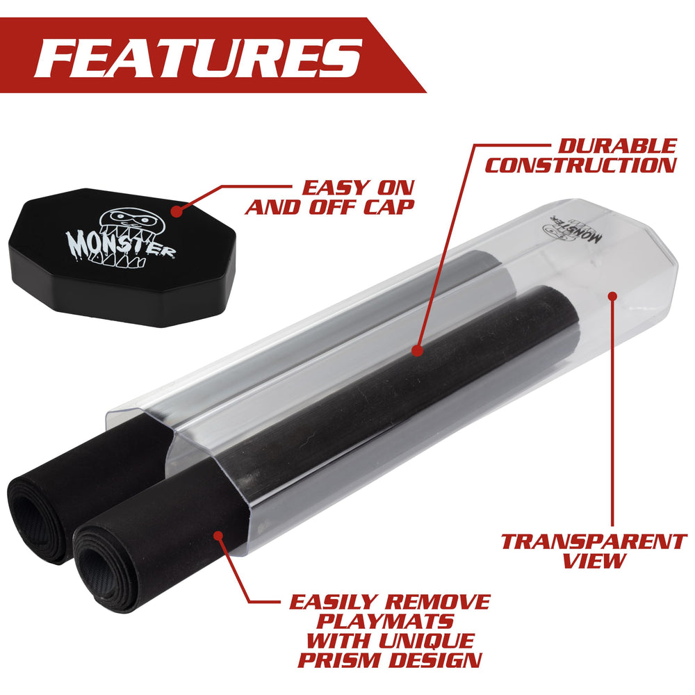 Triangular prism design prevents mats from rolling off surfaces
