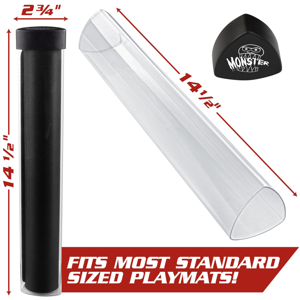 Monster Protectors triangular tube enables easy reach to retrieve mats.