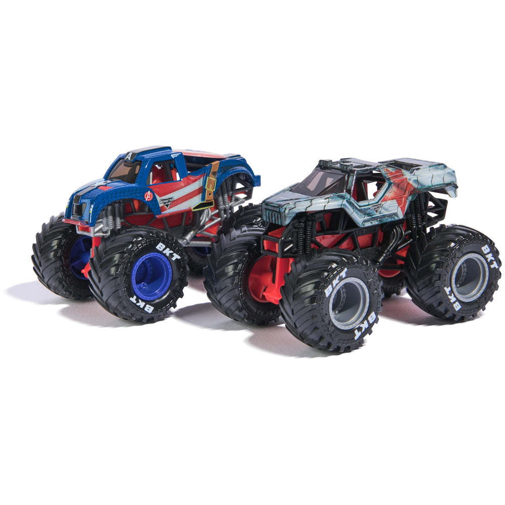 Captain America vs Winter Soldier Monster Jam trucks ready for arena battles