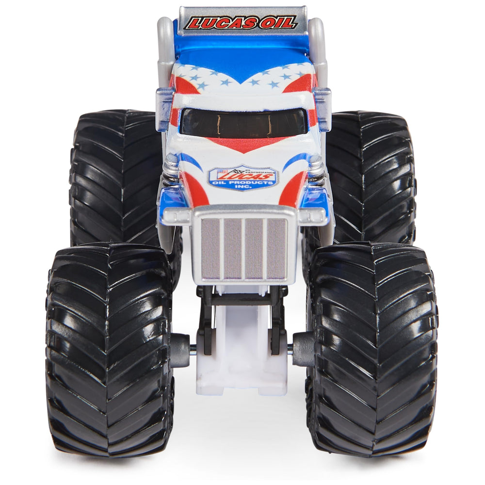 Monster Jam Lucas Stabilizer vs Jester close-up on wheels and tires