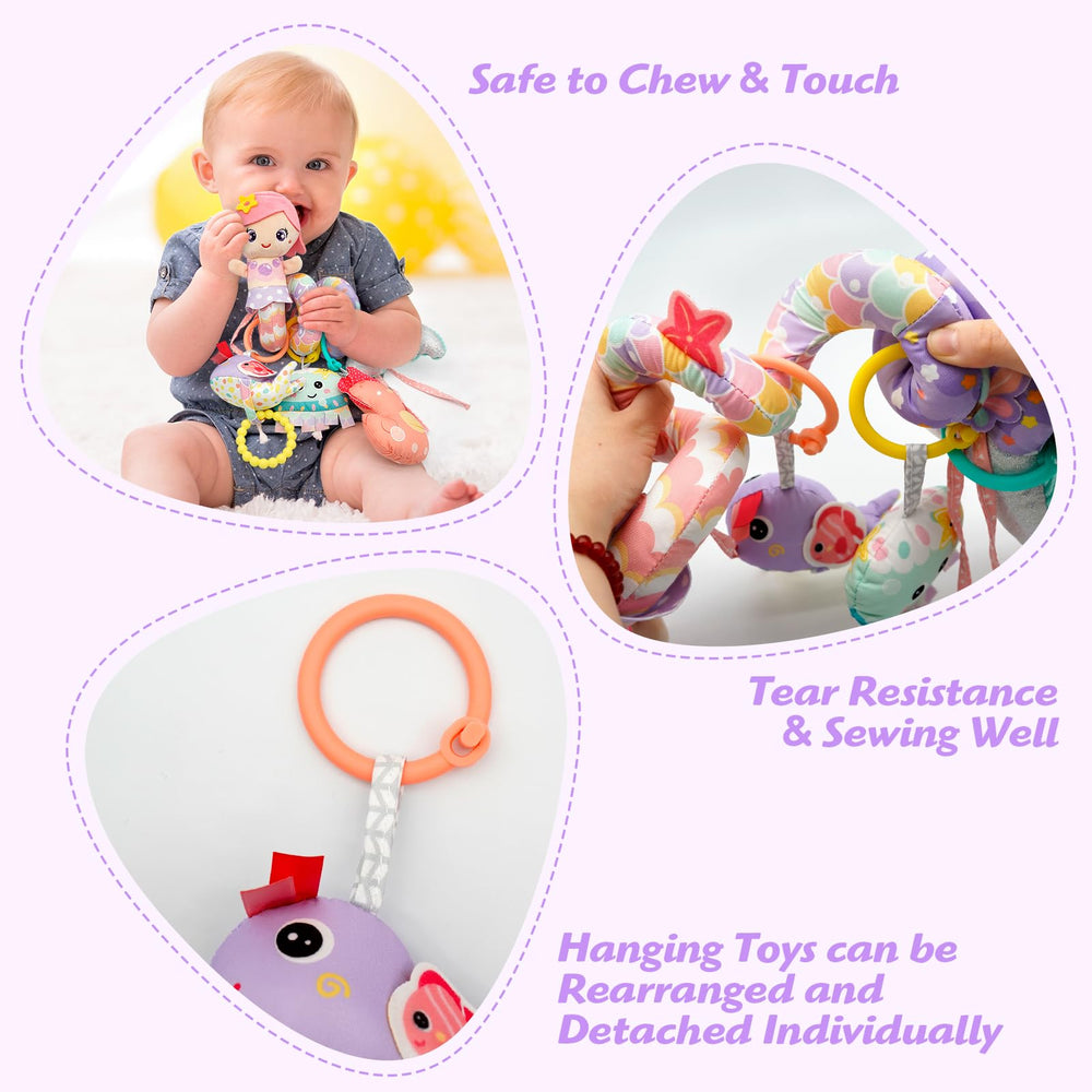 MONSTIME colorful ribbons on toys aid visual development during play