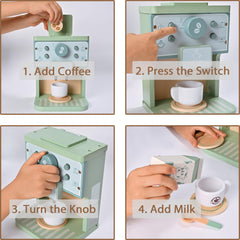 Mont Pleasant wooden coffee saucers paired with cups for complete play scene