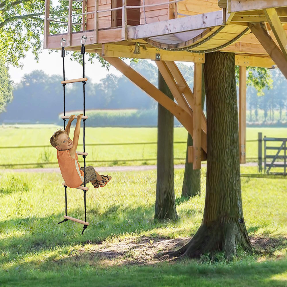 MONT PLEASANT rope ladder is easy to attach to frames, trees, or ceilings.