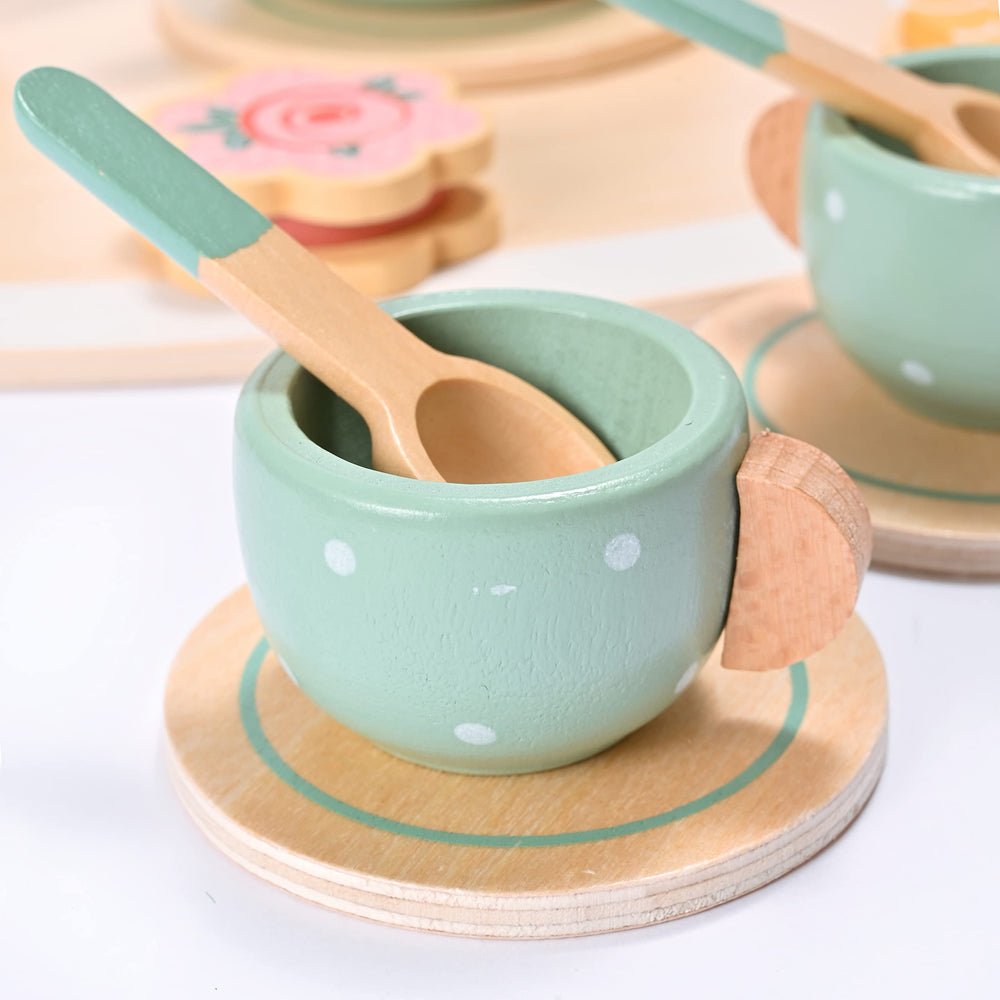 Mont Pleasant wooden coasters, bright details spark social role-play and conversation.