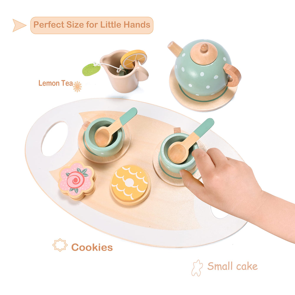 Mont Pleasant wooden teapot, durable pretend-play centerpiece for cozy tea parties.