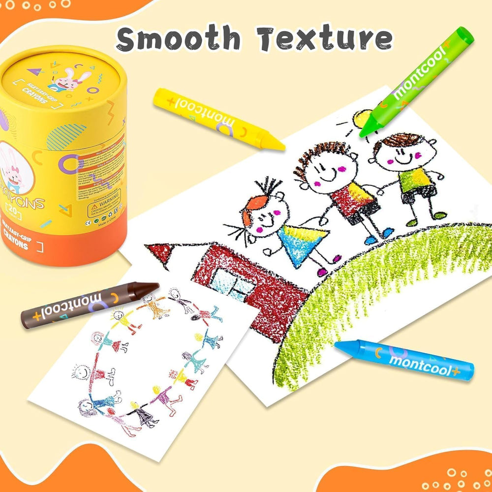 Montcool washable crayons wash off surfaces easily with warm water.
