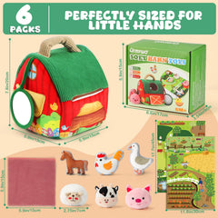 Montessori barn rattle crib toy promotes tactile exploration and early motor skills.