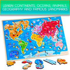 Montessori Mama colorful-wooden-pieces puzzle set encouraging fine motor and problem solving.