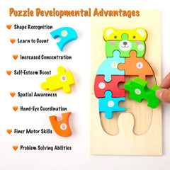 Montessori Mama dolphin puzzle promotes sensory exploration with color.