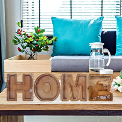 Moonase wooden money bank shown on a shelf as decor