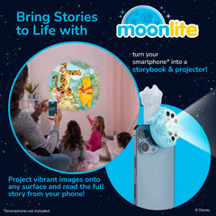 Moonlite mini projector Pooh visuals on wall transform storytime into magic.