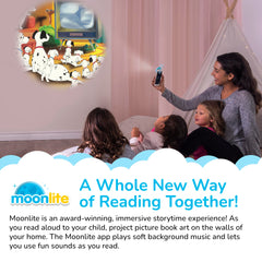 Moonlite Storytime Reel Mulan projection sparks imagination during reading