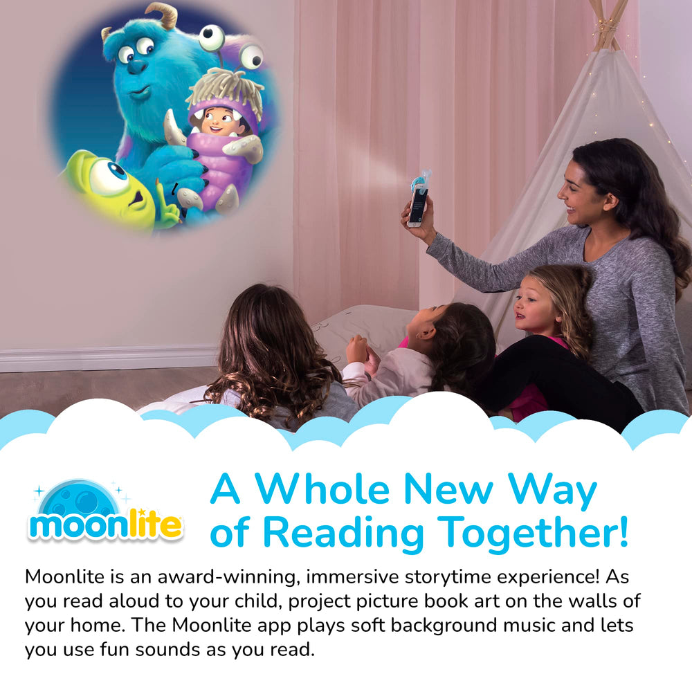 Moonlite Storytime 2 projector setup reel demonstrates easy wall projection.