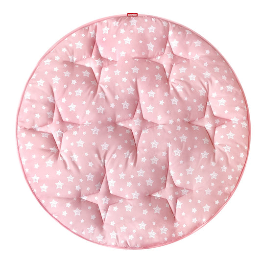 Moonsea Round Play Mat pink star closeup showing soft fabric for gentle baby play