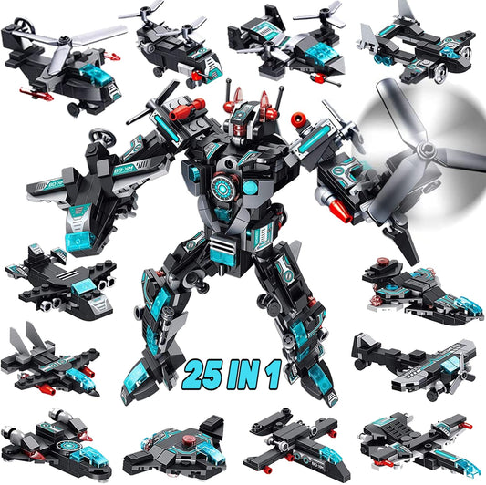 MOONTOY 577pcs STEM robot space fighters showcase versatility for creative play and STEM learning