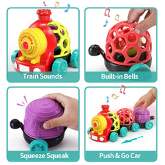 MOONTOY toddler train disassembled parts laid out for creative building and learning