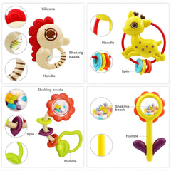 MOONTOY seahorse rattle teether stimulates auditory exploration and coordination