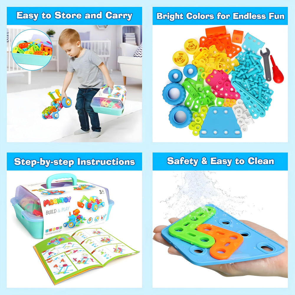 MOONTOY portable storage box makes cleanup quick and easy.