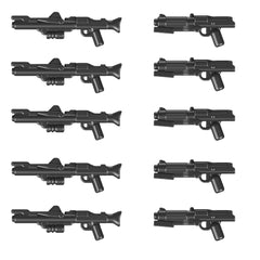 MOOXI DC-15 short blaster for minifig hands; compatible with most figures and safe ABS plastic