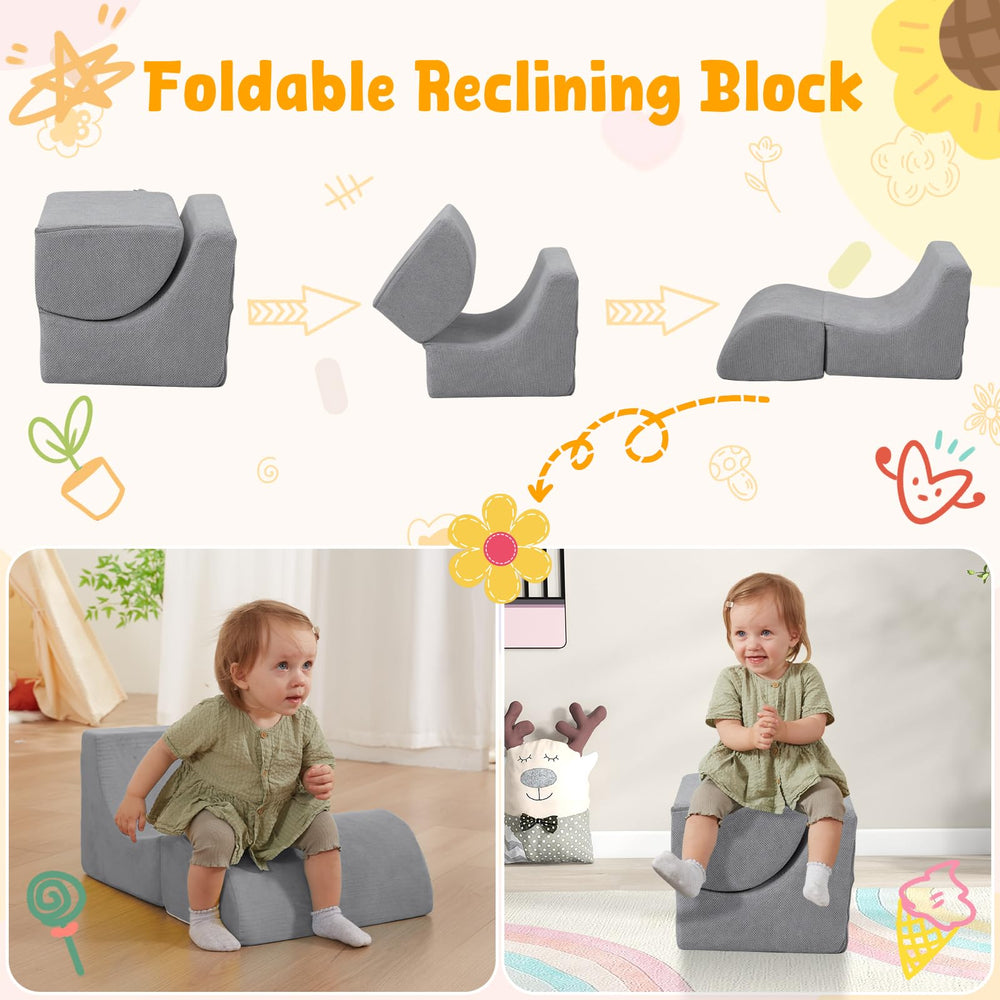 MOOZHEALTH plush fabric and foam provide soft, supportive climbing surfaces