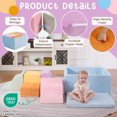 MOOZHEALTH cube block with integrated storage for tidy play areas.