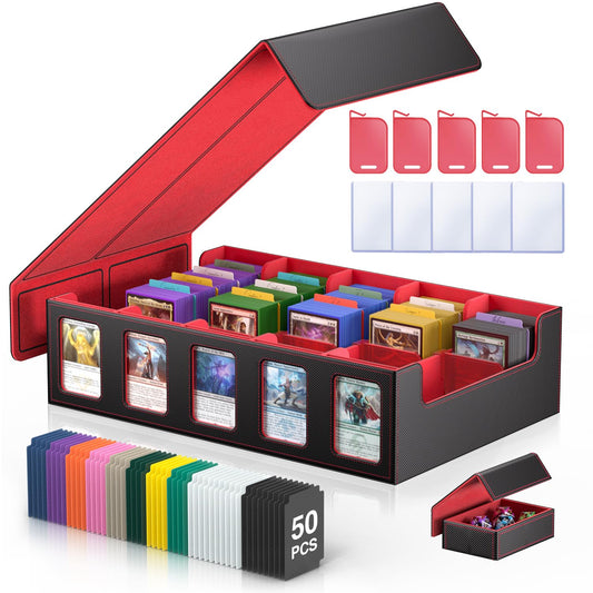 MORCCO trading card storage box with 5-row capacity holds 3900+ cards securely.