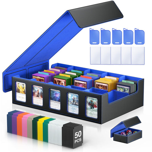 MORCCO 5-row box front view shows large capacity for MTG and Yu-Gi-Oh