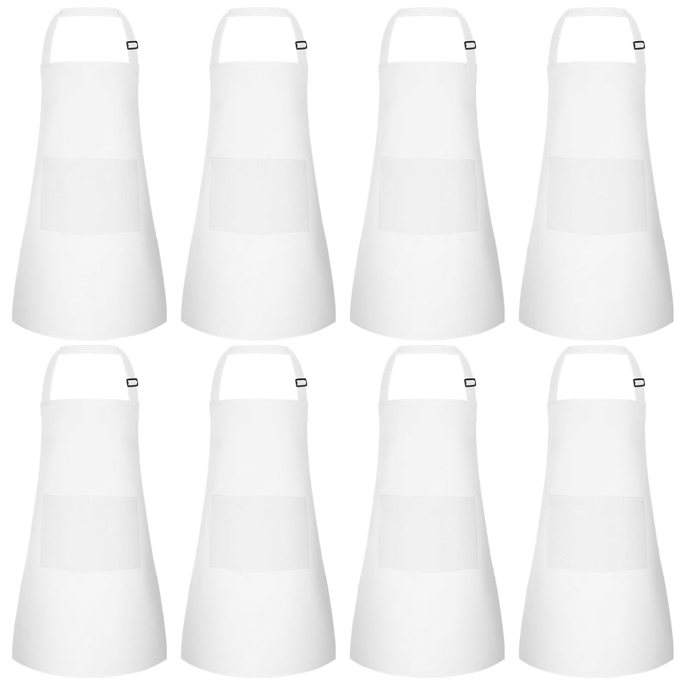 Morcheiong 8-pack adjustable white kids apron for mess-free cooking and art.