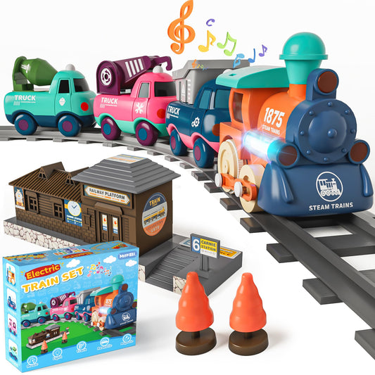 MORECOLL electric train locomotive movement fuels imaginative play and fine motor focus.