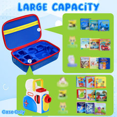 Interior organization highlights dedicated slots for Dream Machine books and characters for travel-ready play.