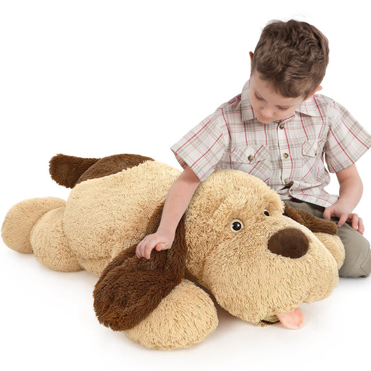 MorisMos 40-inch giant dog plush for oversized comfort during lounging and cuddling.
