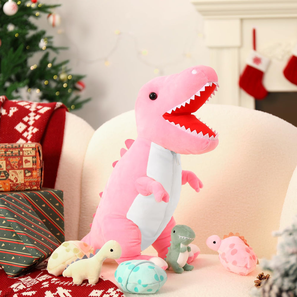 MorisMos plush dinosaur uses soft fabric for cozy cuddles.