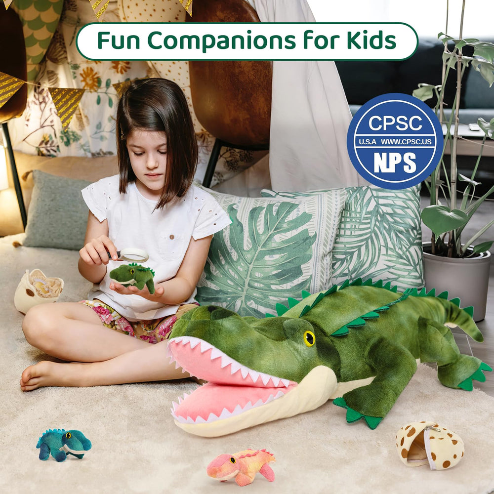 MorisMos plush alligator 23-6-inch size, a standout plush for display and bedtime.