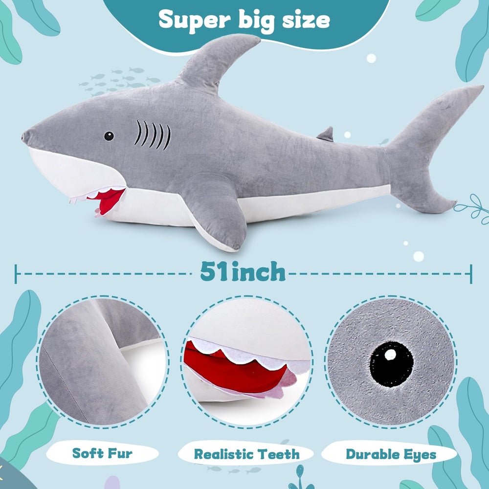 MorisMos shark for sleepovers and movie nights as a cozy companion.
