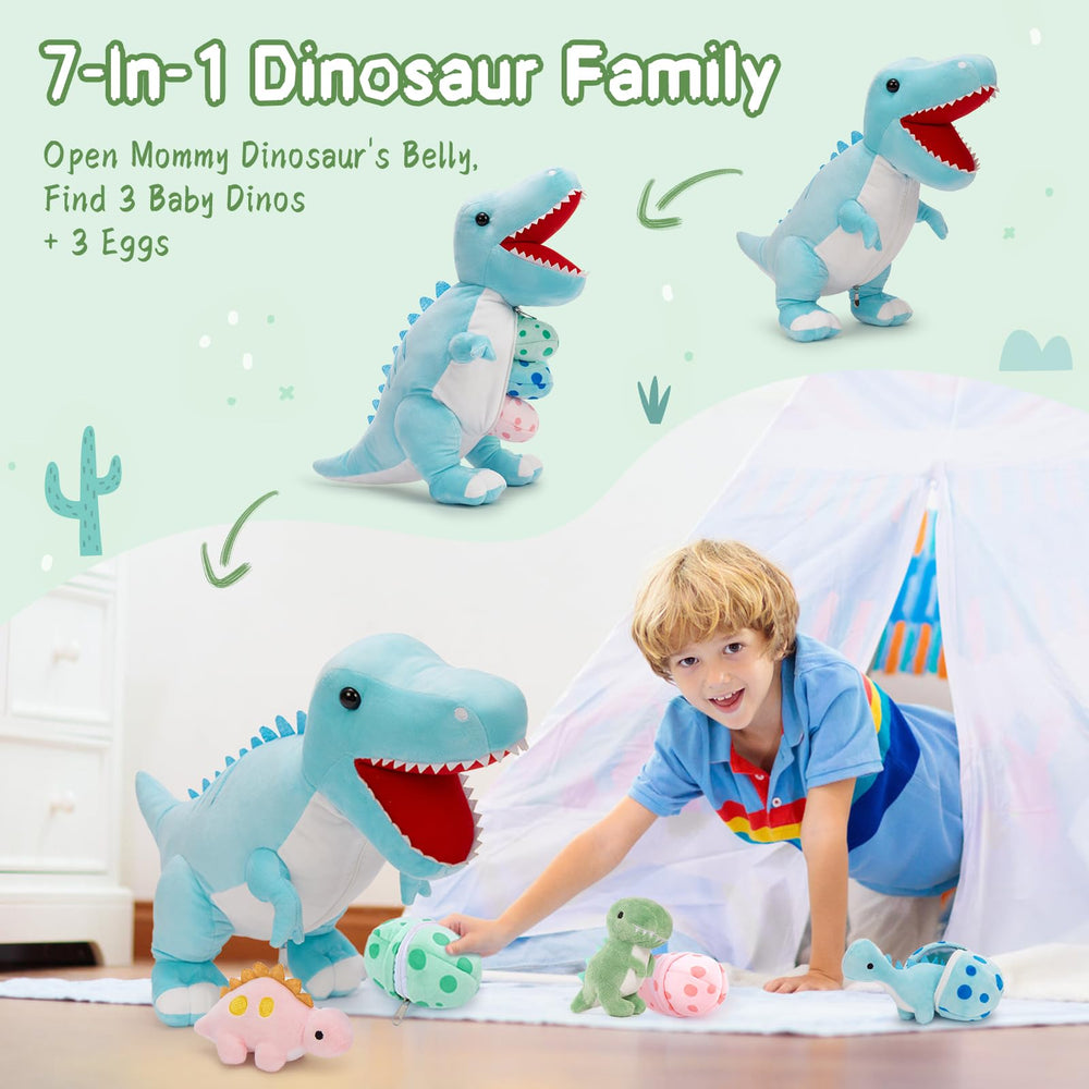 MorisMos blue brontosaurus baby plush supports nurturing play and world building.