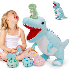 MorisMos dinosaur mama belly unzip reveals hidden eggs for imaginative play.