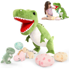 MorisMos mommy T-Rex plush with baby dinosaurs for imaginative play