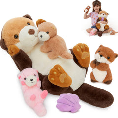 MorisMos giant mommy otter with seashell for cozy play and decor.