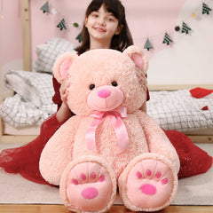 MorisMos pink 36in teddy bear face invites cuddles and warmth.